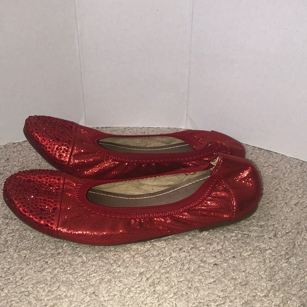 Dream Pairs Red Girls' Sparkle Ballet Flats - Picture 5 of 7